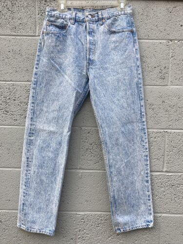 Vtg Levi's 501 Denim Jeans Measure 30-29 Tag 33-30 Acid Stone Wash 80s Punk Usa