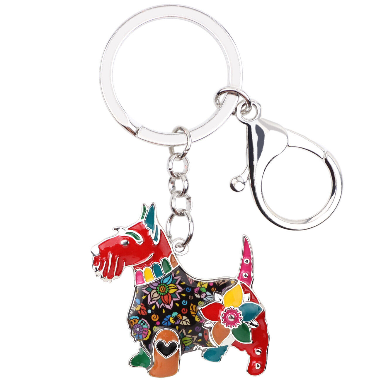 Enamel Alloy Scottish Terrier Dog Keychains Car Key Ring Pets Jewelry Bag Charms