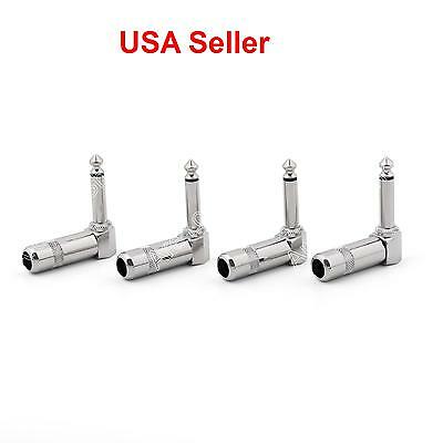 4 Pack  1/4" Ts Right Angle Mono Plug Guitar Audio Connector 6.35mm Jack 4pcs