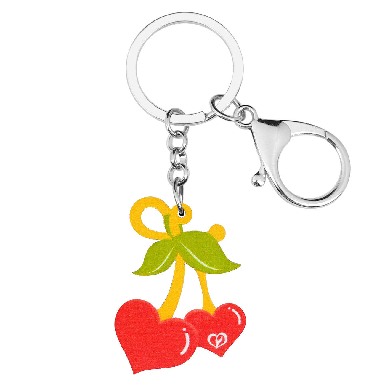 Valentine's Day Acrylic Heart Cherry Keychains Car Key Ring Gifts Plants Jewelry