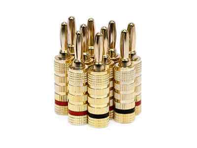 Monoprice High-quality Gold Plated Speaker Banana Plugs - 5 Pairs - Closed Screw