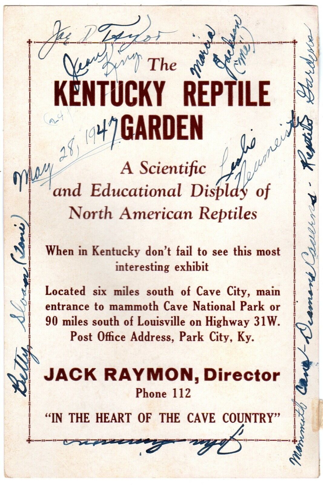 Kentucky Reptile Garden Display Of North American Reptiles Ad Jack Raymon Photo!