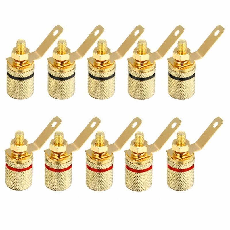 10pcs Gold Plated Audio Speaker Binding Post Amplifier Terminal For 4mm Plugs