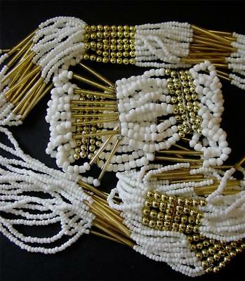 Uniform Bits Necklace Bracelet Demi Set Tiny Beads White Gold-tone