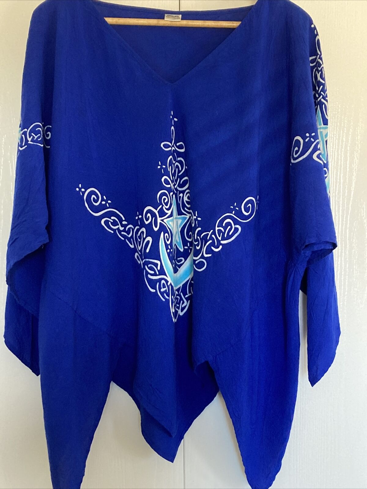 Blue Celtic Knots Moon  Pentagram Wicca Pagan Karina Arts 100% Rayon