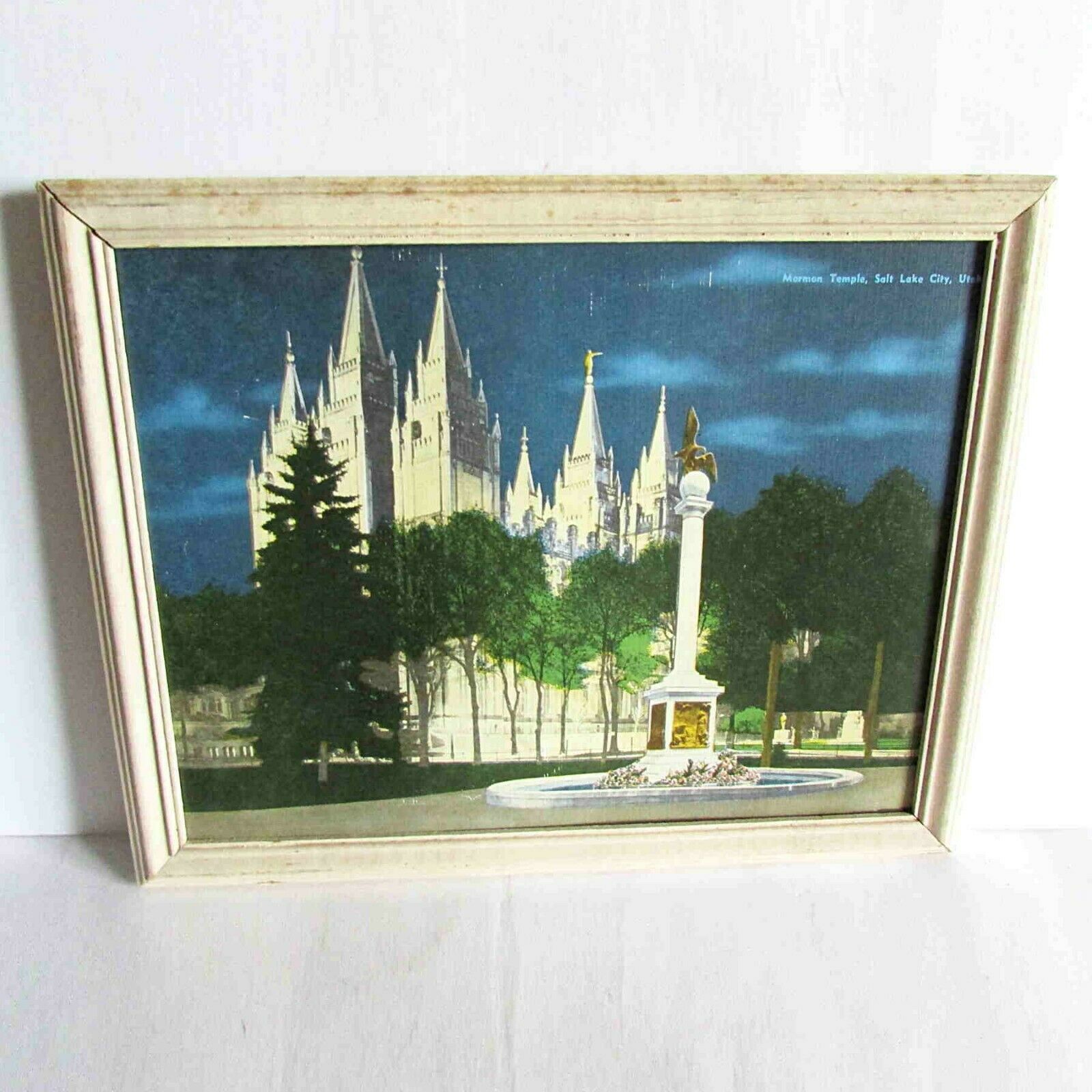 Salt Lake Mormon Temple Lds Vintage Framed Color Print 10x8" Free Sh