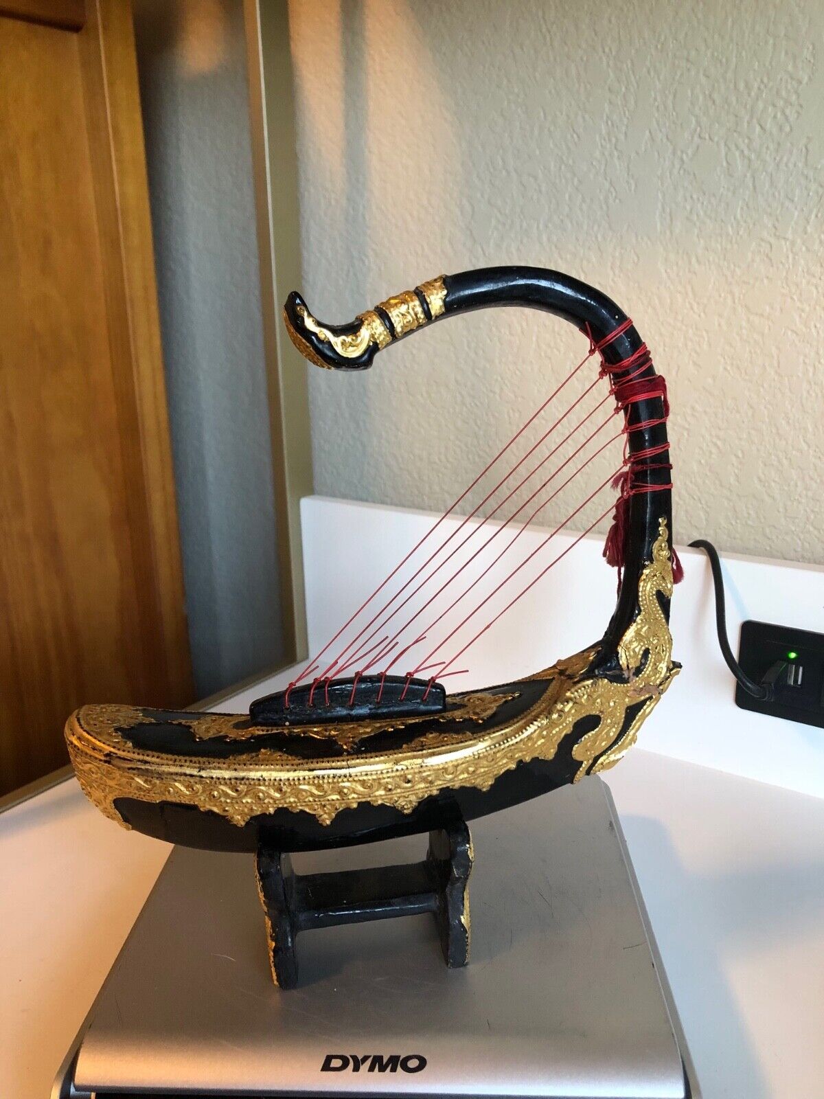 Burmese Golden Harp, Myanmar Handicrafts, 10'', Home Decorations/souvenir