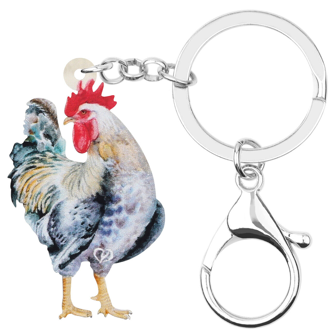 Acrylic Cute Rooster Chicken Keychains Purse Key Ring Farm Animals Charms Gifts