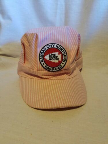 Girls Pink Striped Train Engineer Cap Hat Kansas City Northern Railroad Line Crk