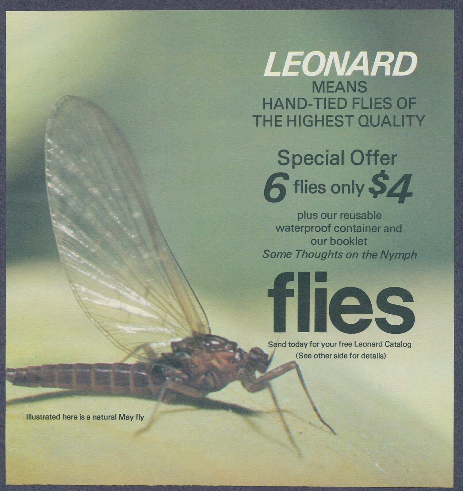 Leonard Hand Tied Flies Vintage Magazine Print Ad Insert 1976
