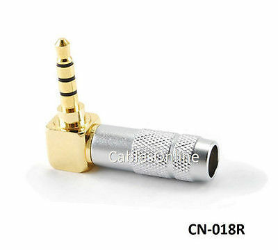 Right Angle Heavy Duty 3.5mm 1/8" Stereo Trrs 4-pole Gold Male Plug Connector