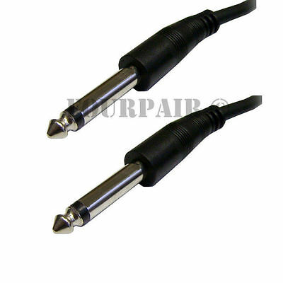 3ft 1/4" 6.35mm Male To Male Mono Audio Headphone Microphone Mic Ts Cable Cord