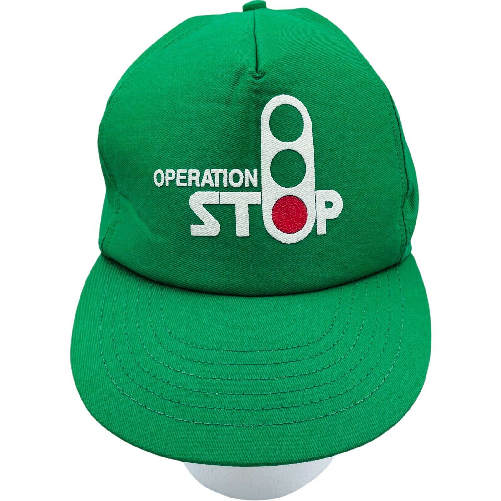 Vintage Burlington Northern Railroad "operation Stop" Green Snapback Trucker Hat