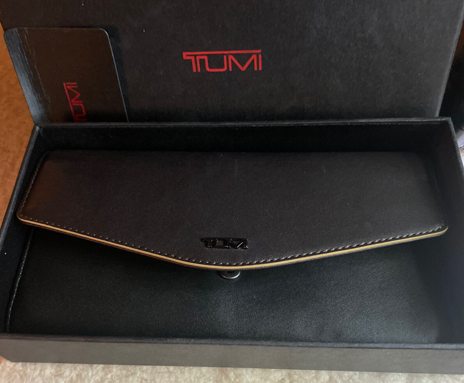 Tumi Brown Leather Snap Close Folding Organizer Case 011883db New In Box